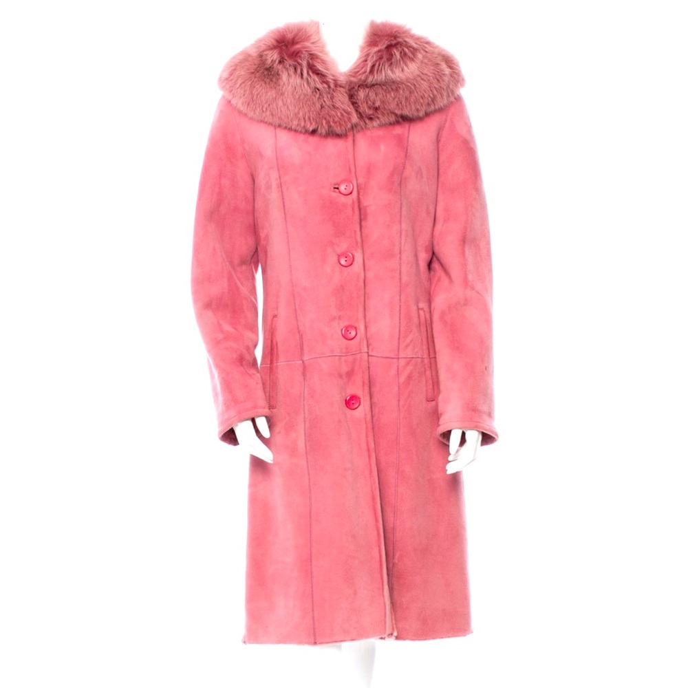 Badgley Mischka Fox Collar Suede Coat Size: MIUS 8